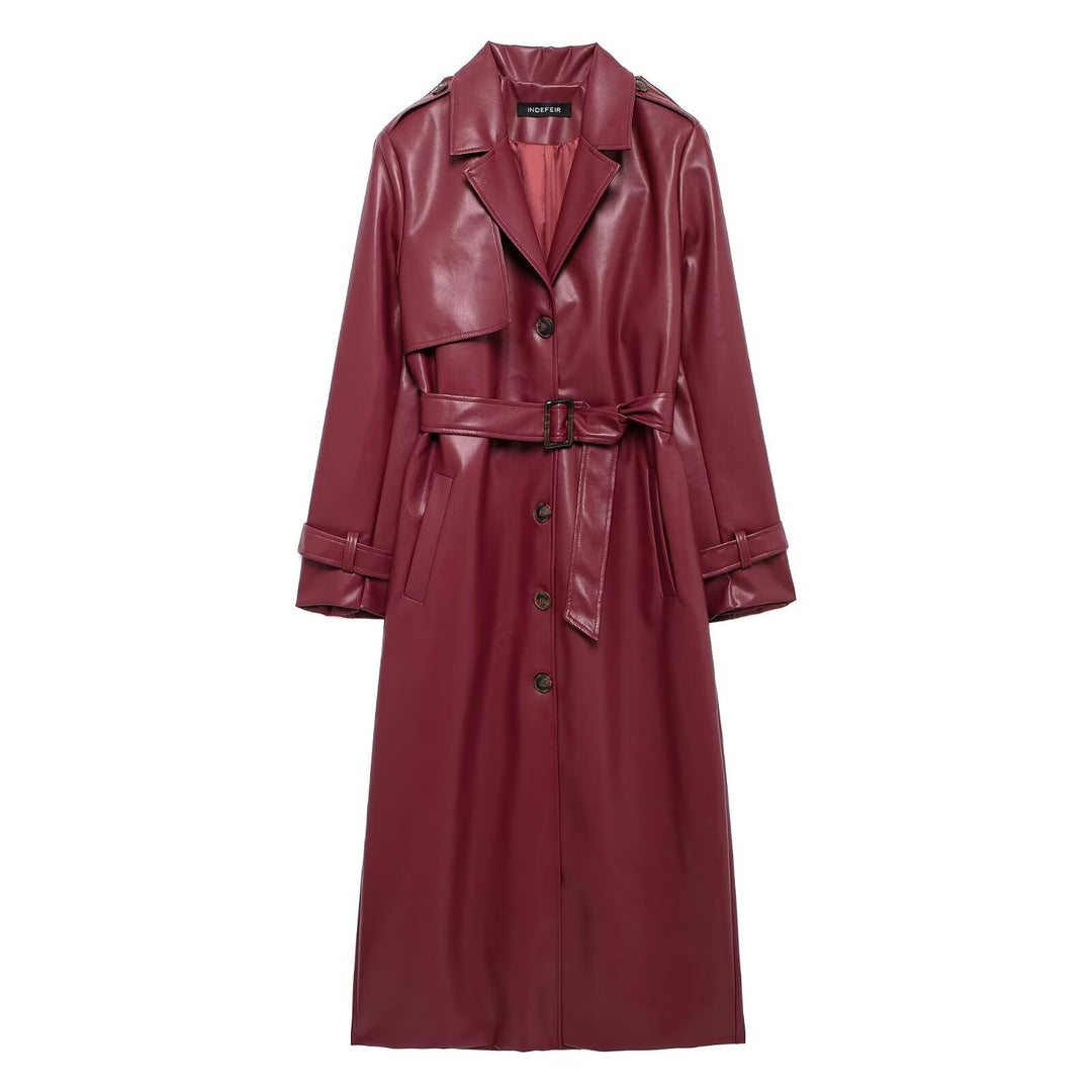 Damer elegant konstläder trenchcoat Mirla-Eva Jonsson