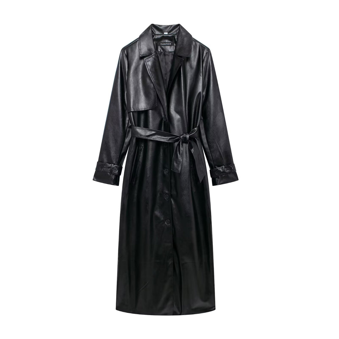 Damer elegant konstläder trenchcoat Mirla-Eva Jonsson