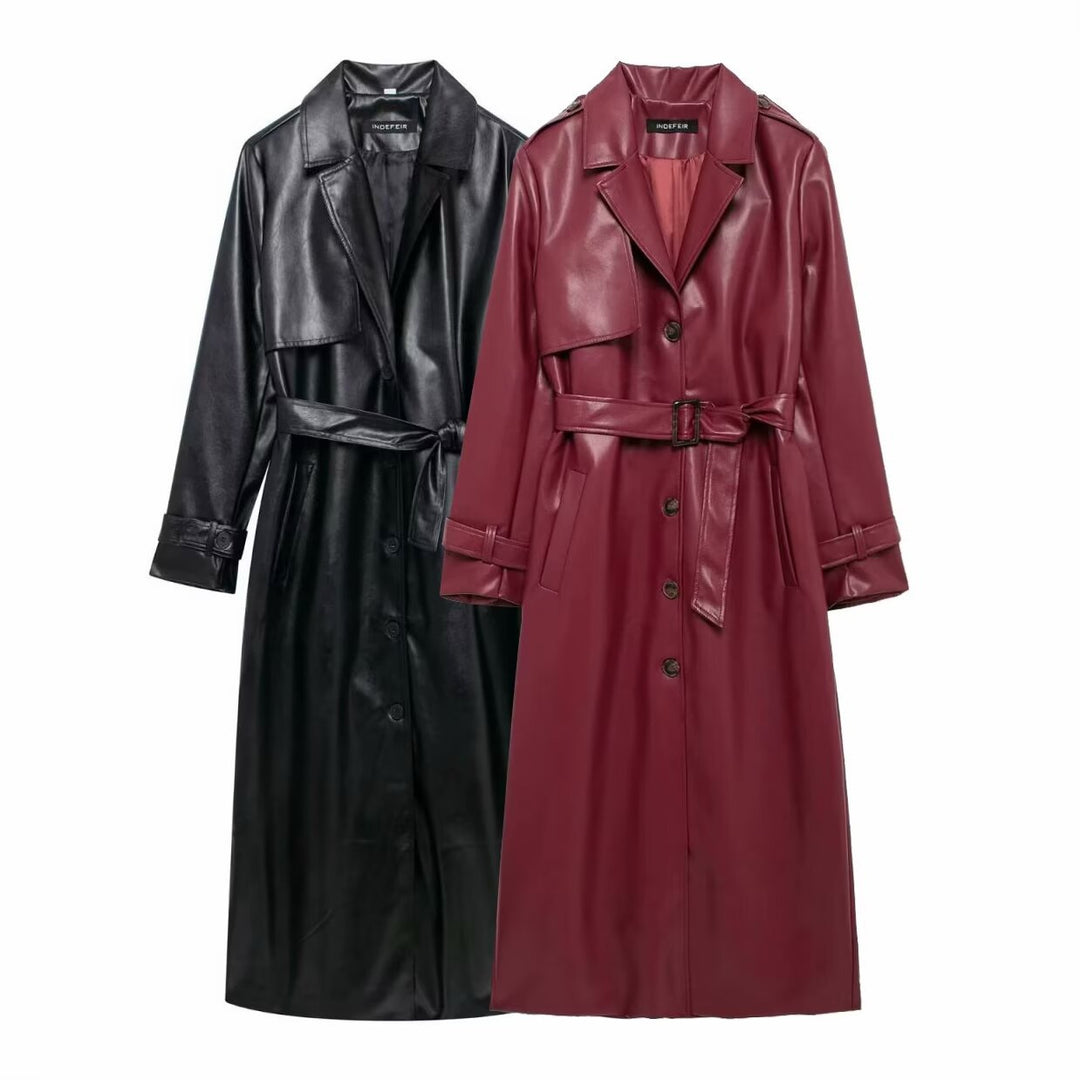 Damer elegant konstläder trenchcoat Mirla-Eva Jonsson