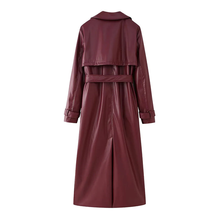 Damer elegant konstläder trenchcoat med bälte Mirla-Eva Jonsson