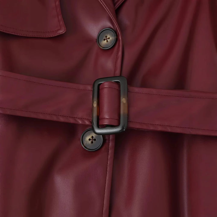 Damer elegant konstläder trenchcoat med bälte Mirla-Eva Jonsson
