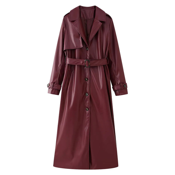 Damer elegant konstläder trenchcoat med bälte Mirla-Eva Jonsson