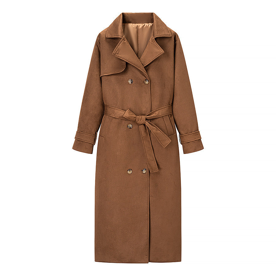 Damer elegant konstläder trenchcoat med justerbart bälte och praktiska fickor Eva Jonsson-Eva Jonsson