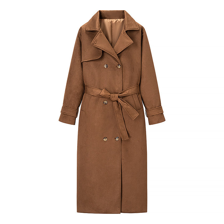 Damer elegant konstläder trenchcoat med justerbart bälte och praktiska fickor Eva Jonsson-Eva Jonsson