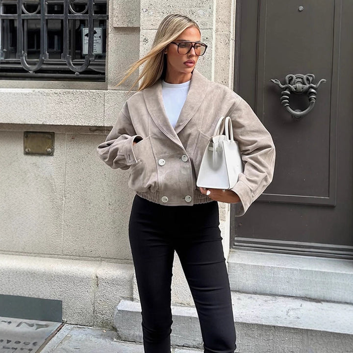 Damer elegant konstläderjacka med figurnära snitt Mirla-Eva Jonsson