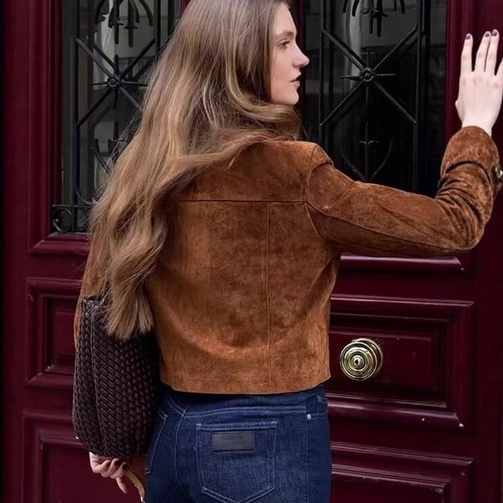 Damer elegant konstläderjacka med moderiktig dragkedja Mirla-Eva Jonsson