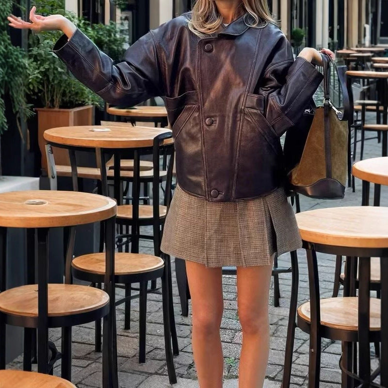 Damer elegant konstläderjacka med strukturerad design Mirla-Eva Jonsson