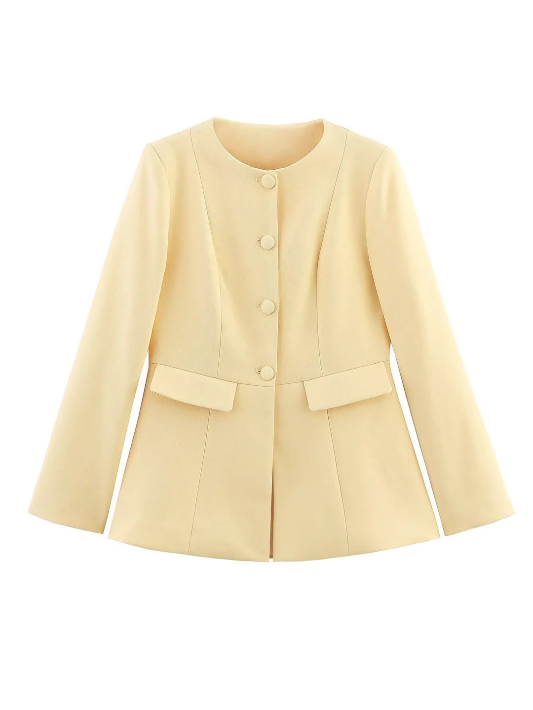 Damer elegant kort blazer med figurnära passform och knapppdetaljer Mirla-Eva Jonsson