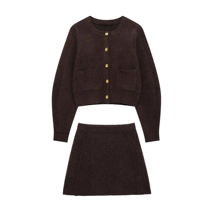 Damer elegant, kort stickad kjol med hög midja och sidofickor Mirla-Eva Jonsson