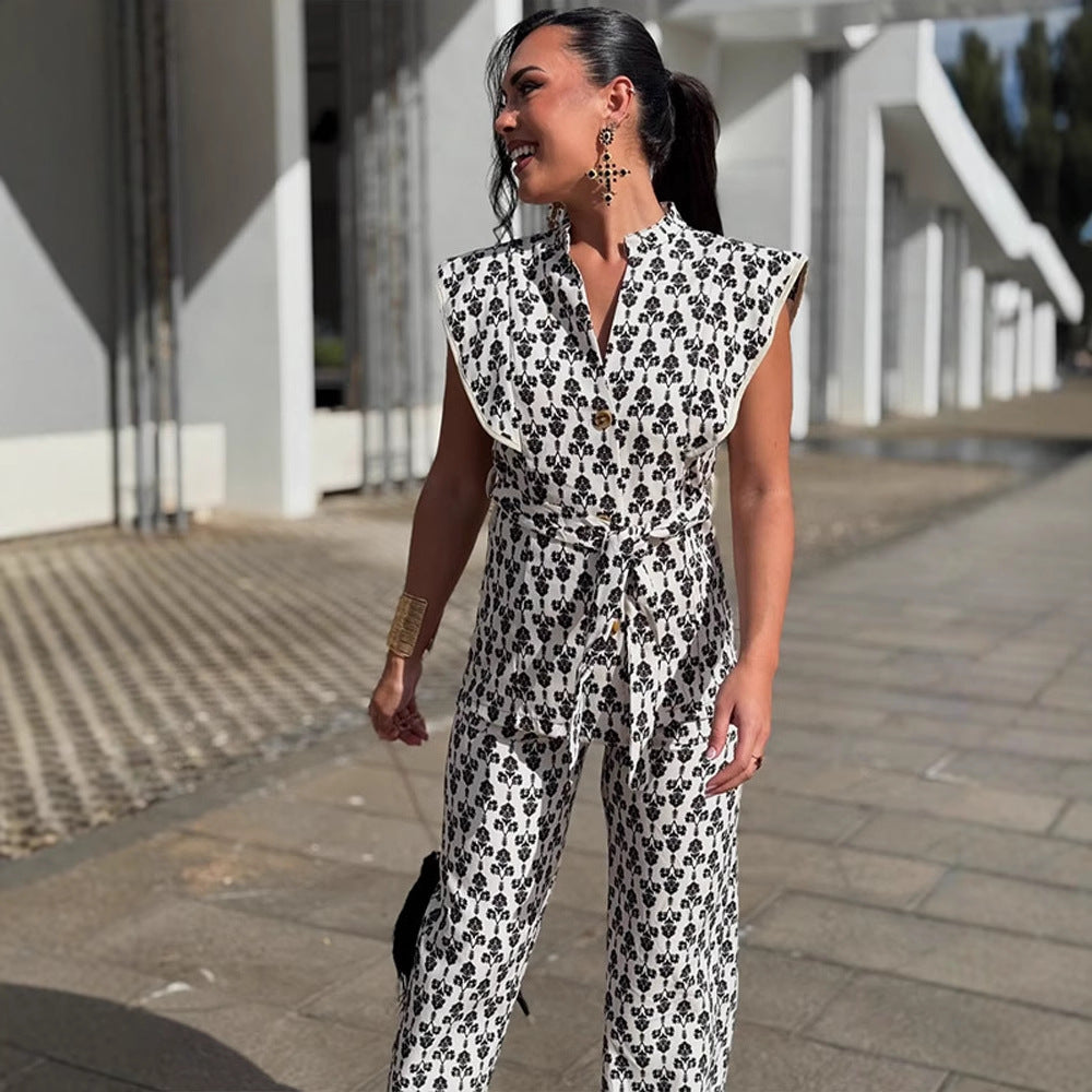 Damer elegant kostymset med blommigt mönster Mirla-Eva Jonsson
