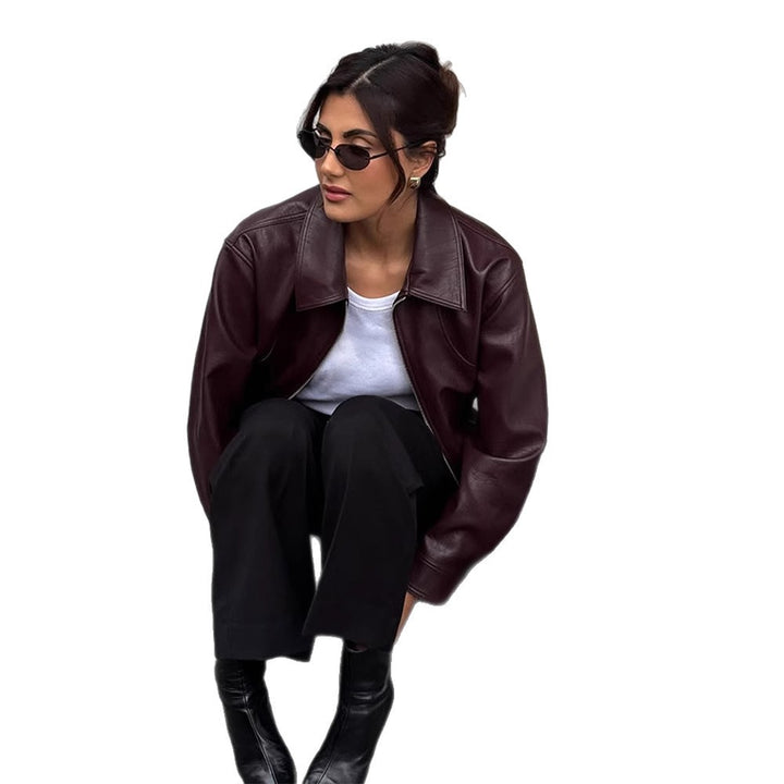 Damer elegant läderjacka med oversized snitt Mirla-Eva Jonsson