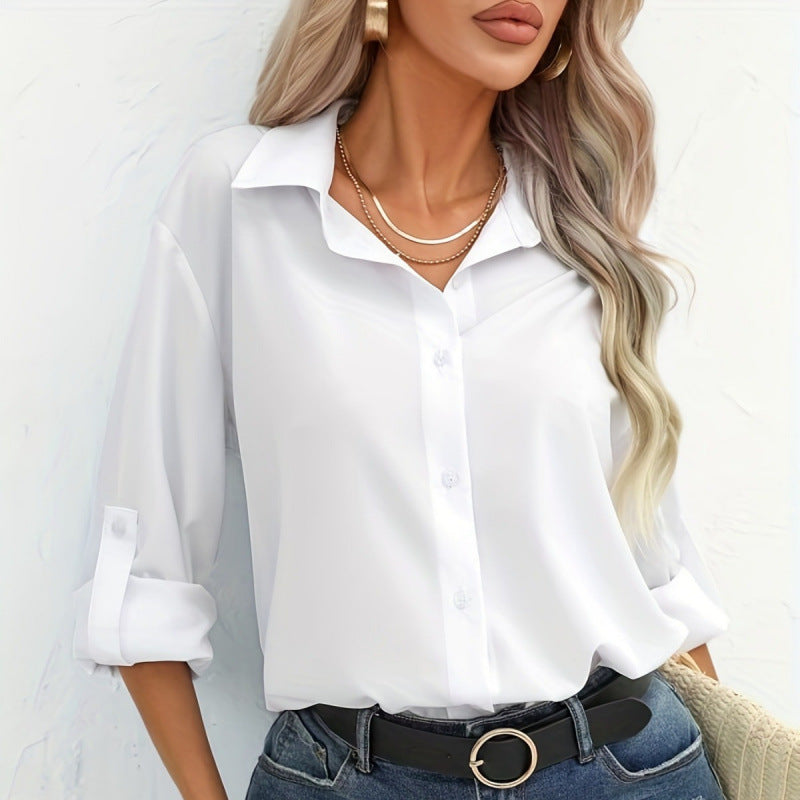 Damer elegant långärmad blus i andningsbar bomull Eva Jonsson-Eva Jonsson