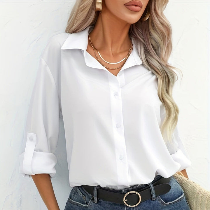 Damer elegant långärmad blus i andningsbar bomull Eva Jonsson-Eva Jonsson