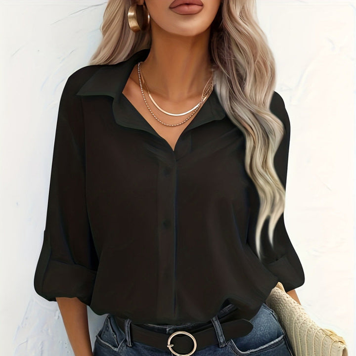 Damer elegant långärmad blus i andningsbar bomull Eva Jonsson-Eva Jonsson