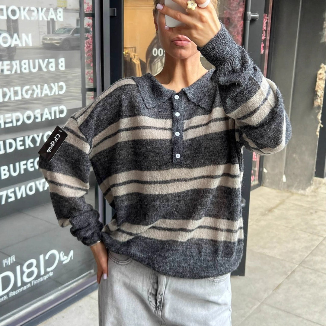 Damer elegant långärmad blus med knappslå och lös passform Mirla-Eva Jonsson