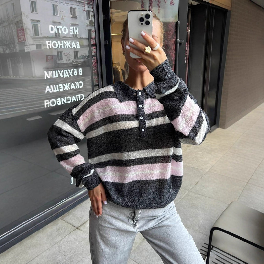 Damer elegant långärmad blus med knappslå och lös passform Mirla-Eva Jonsson