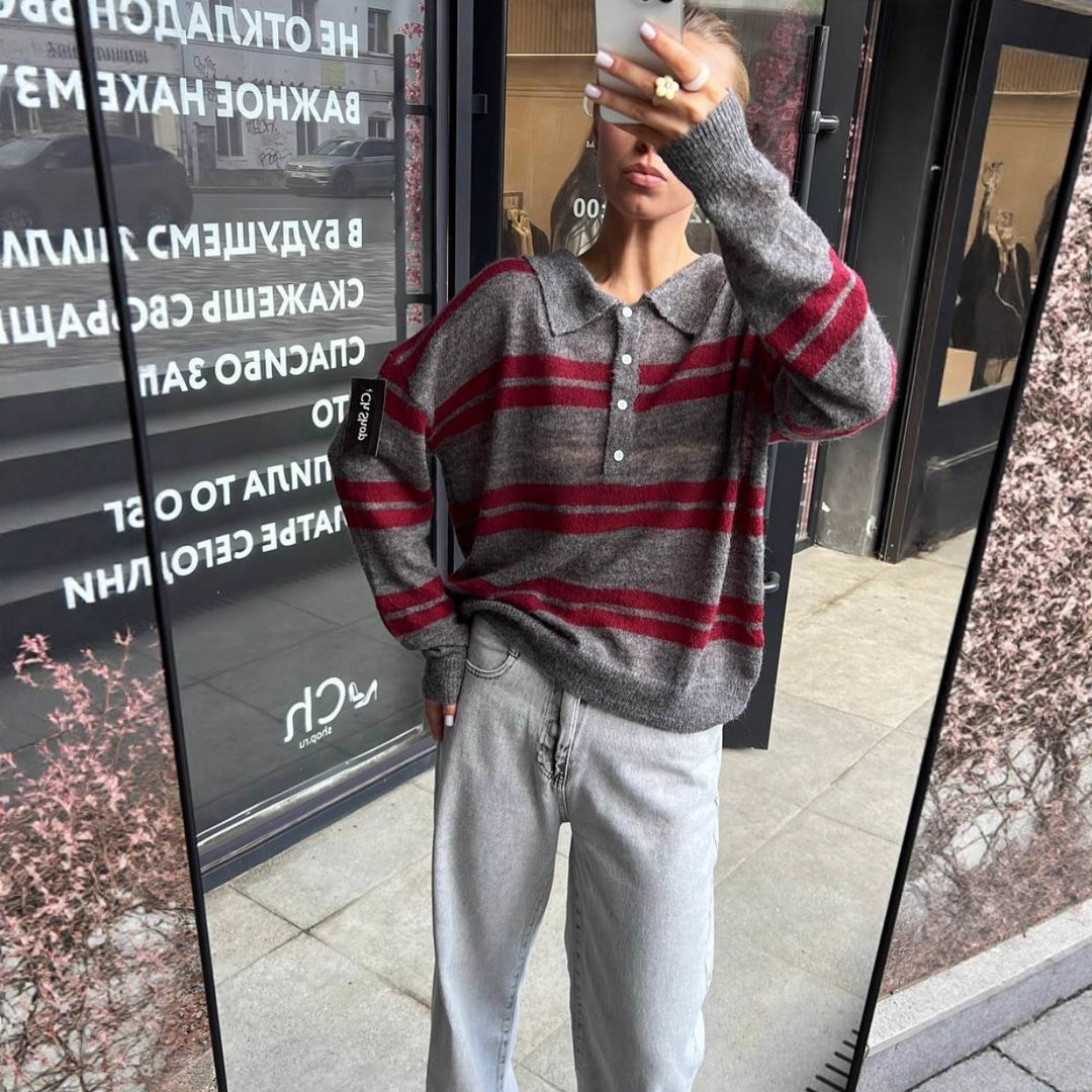 Damer elegant långärmad blus med knappslå och lös passform Mirla-Eva Jonsson