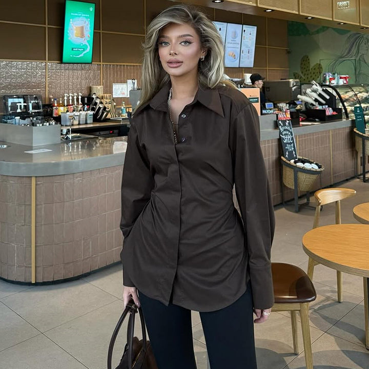 Damer elegant långärmad blus med strukturerad passform Mirla-Eva Jonsson