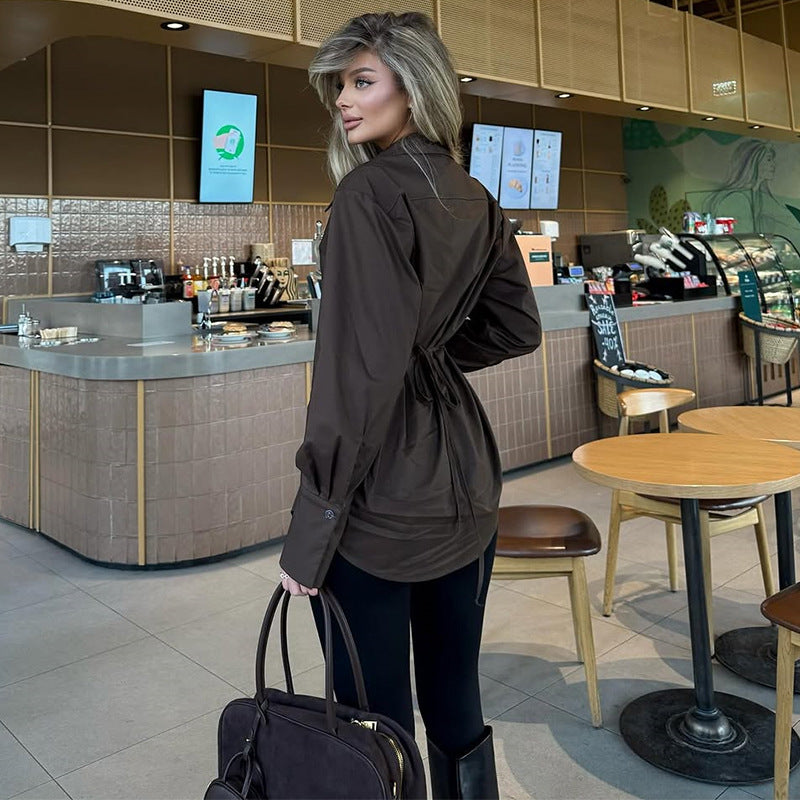 Damer elegant långärmad blus med strukturerad passform Mirla-Eva Jonsson