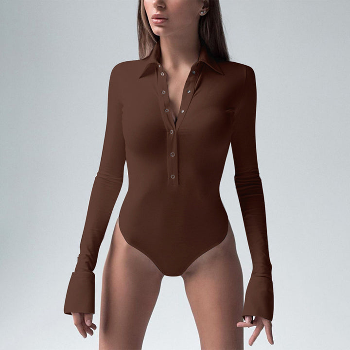 Damer elegant långärmad bodysuit med knapprad och modiga detaljer Mirla-Eva Jonsson