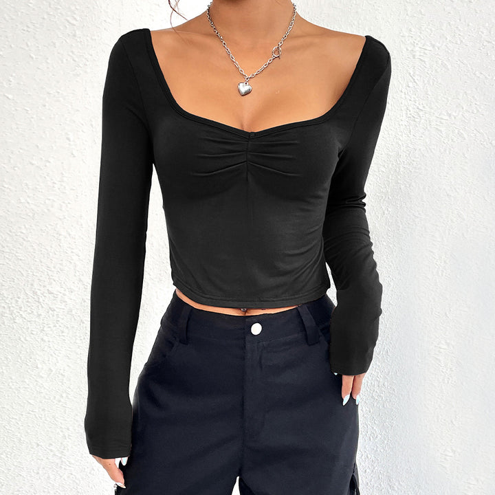 Damer elegant långärmad crop top med stilfull samlingseffekt Mirla-Eva Jonsson