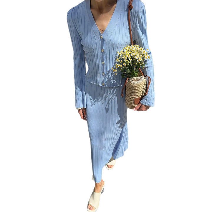 Damer elegant långärmad maxiklänning med strukturerad ribbdesign Mirla-Eva Jonsson
