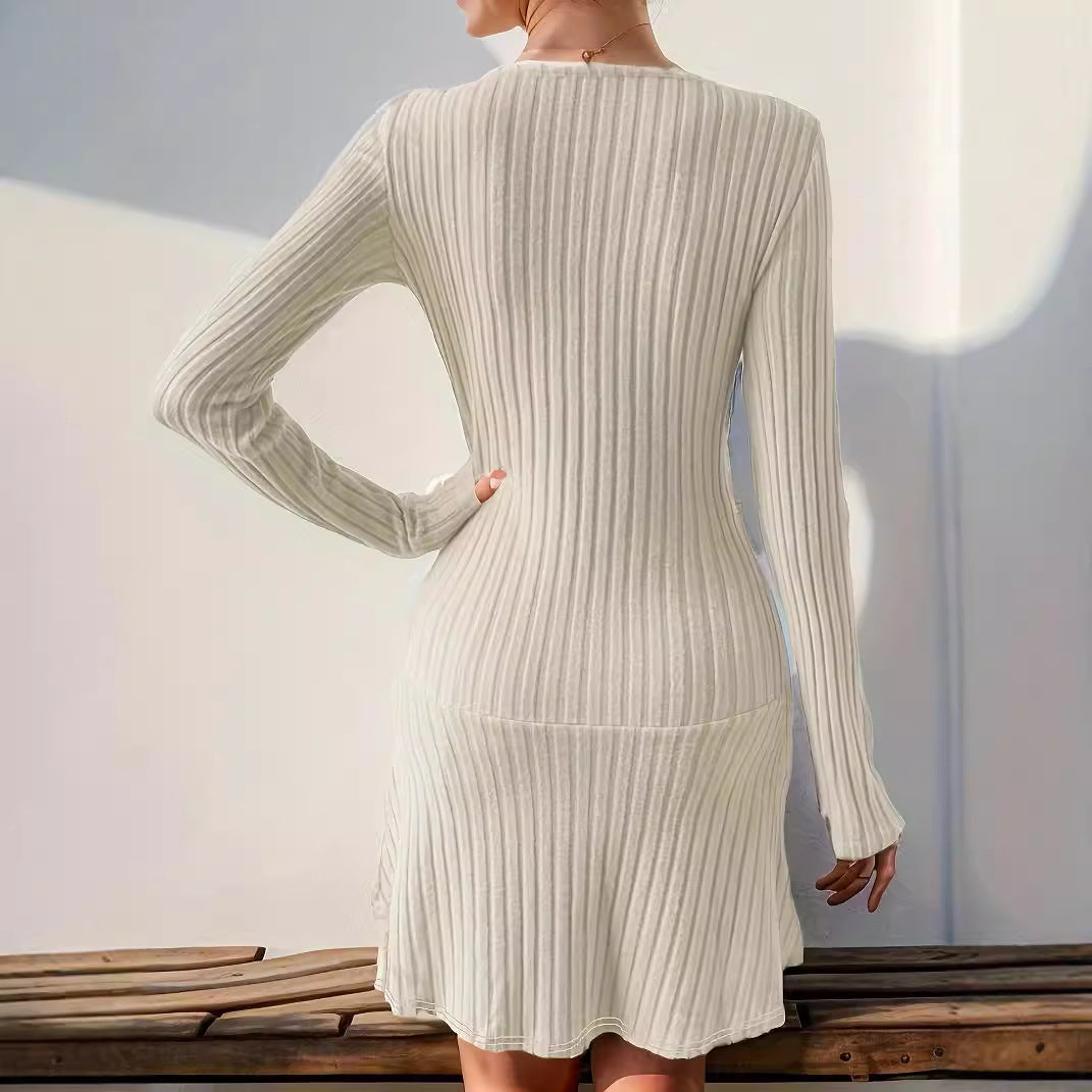 Damer elegant långärmad stickad klänning Mirla-Eva Jonsson