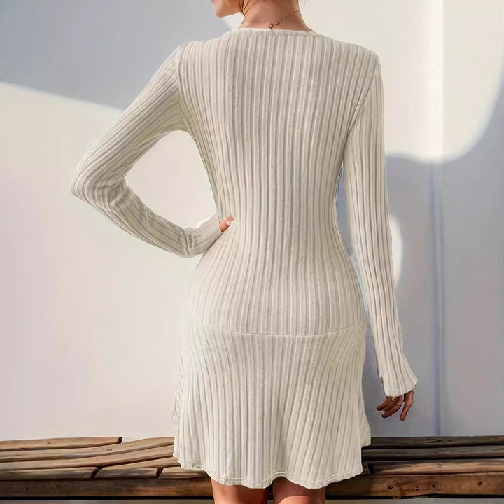 Damer elegant långärmad stickad klänning Mirla-Eva Jonsson