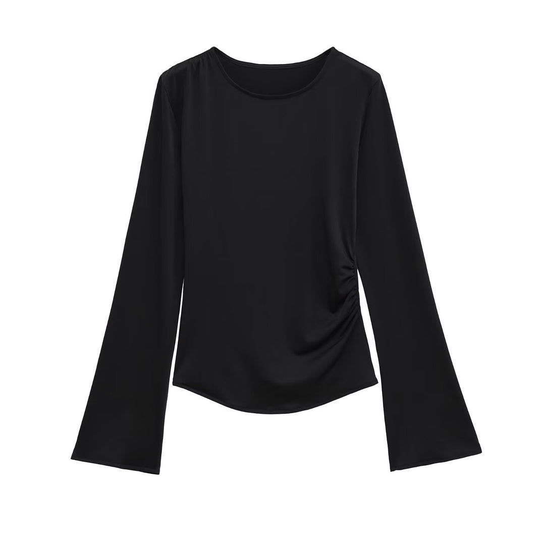 Damer elegant långärmad topp med rynkad design Mirla-Eva Jonsson