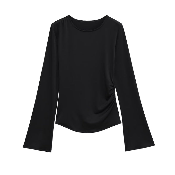 Damer elegant långärmad topp med rynkad design Mirla-Eva Jonsson