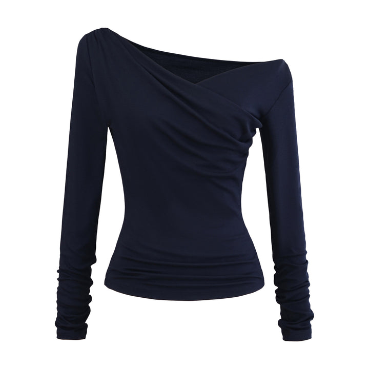 Damer elegant långärmad topp med snygg drapering Mirla-Eva Jonsson