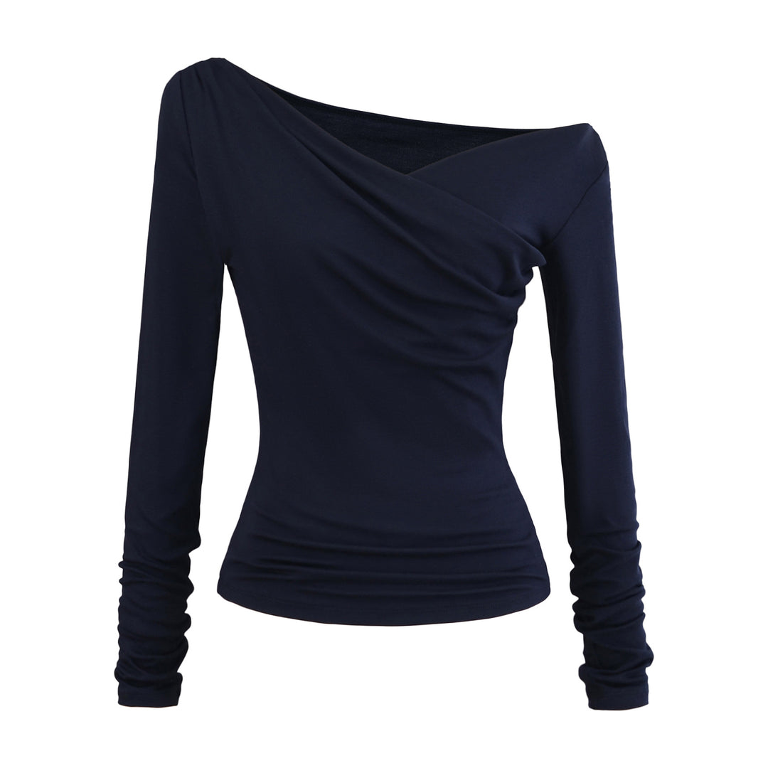 Damer elegant långärmad topp med snygg drapering Mirla-Eva Jonsson