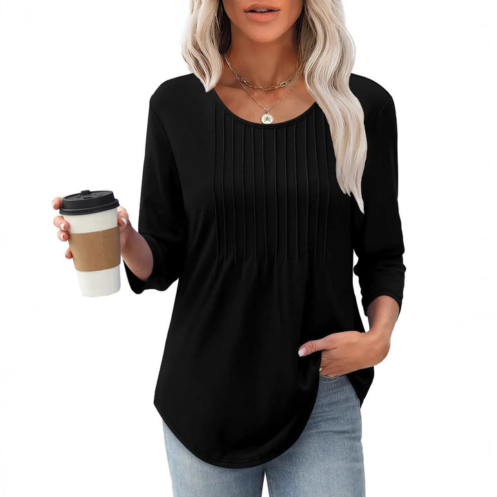 Damer elegant långärmad tröja med rynkor Eva Jonsson-Eva Jonsson
