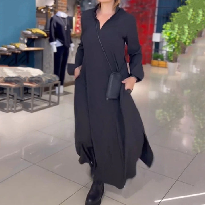 Damer elegant långklänning med moderna sidoklyftor Mirla-Eva Jonsson