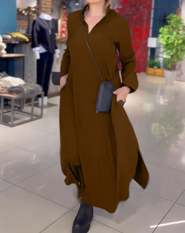 Damer elegant långklänning med moderna sidoklyftor Mirla-Eva Jonsson