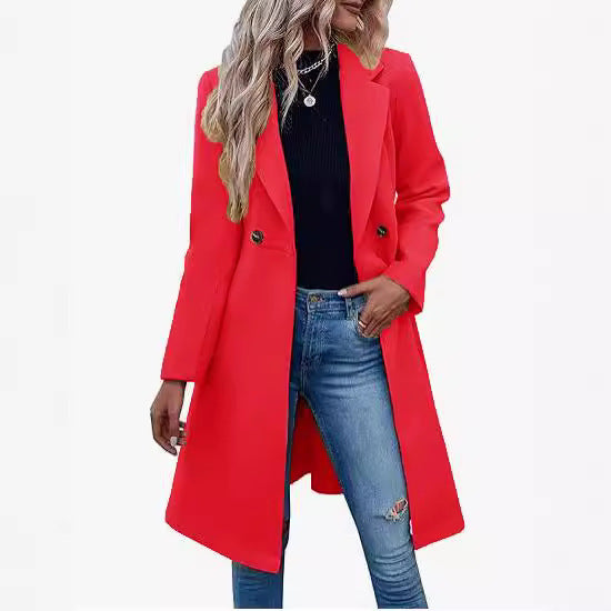 Damer elegant långrock med dubbelknäppning och modern skärning Eva Jonsson-Eva Jonsson