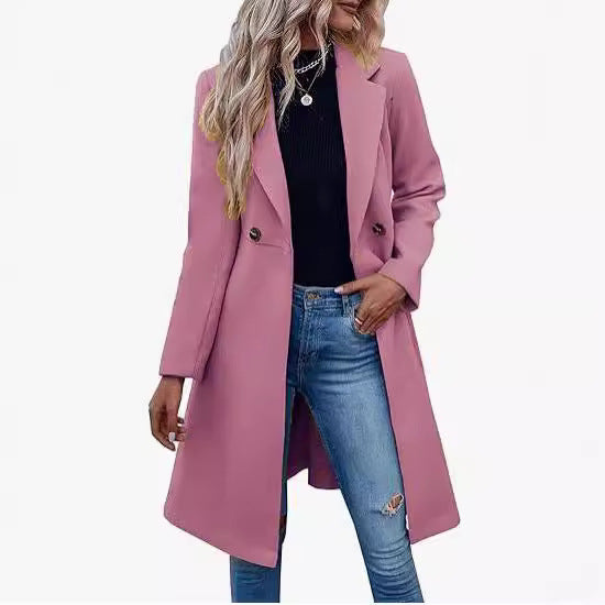 Damer elegant långrock med dubbelknäppning och modern skärning Eva Jonsson-Eva Jonsson