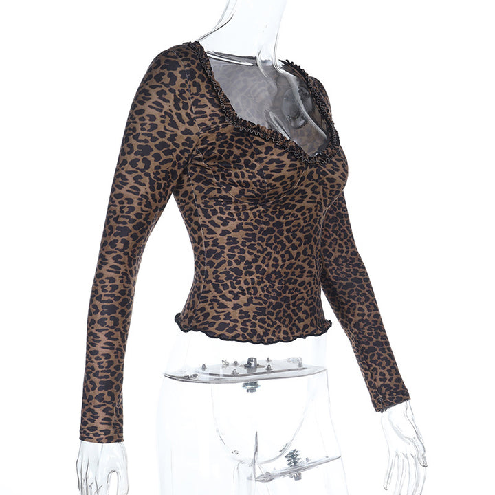 Damer elegant leopardmönster långärmad topp Mirla-Eva Jonsson