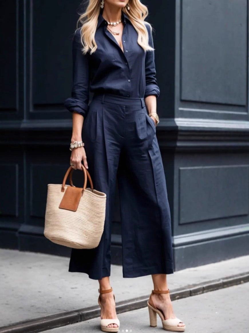 Damer elegant linne-set med hög midja byxor Mirla-Eva Jonsson