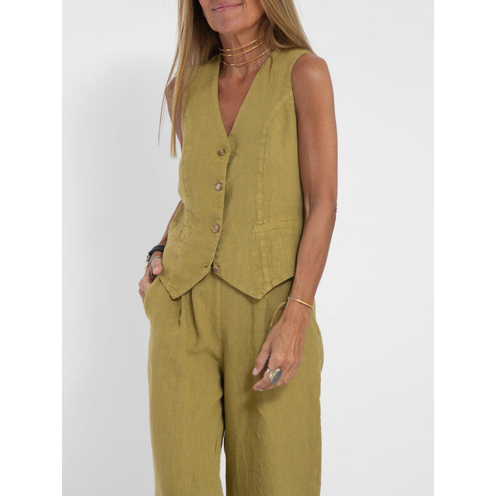 Damer elegant linväst med fickor och knäppning Mirla-Eva Jonsson