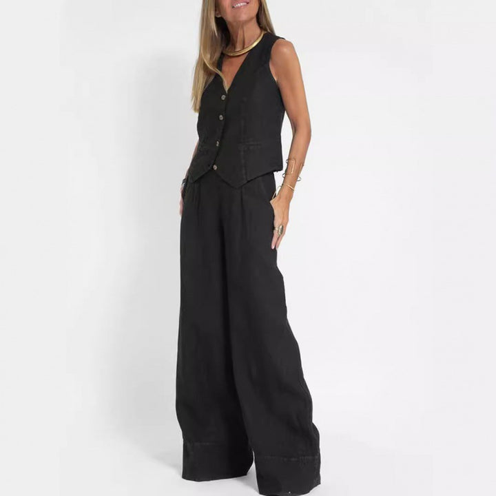Damer elegant linväst med fickor och knäppning Mirla-Eva Jonsson