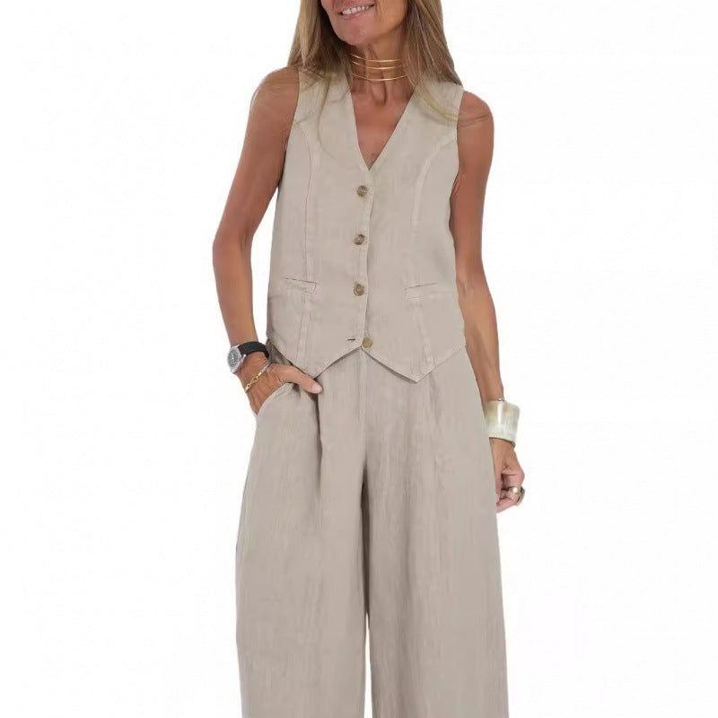 Damer elegant linväst med fickor och knäppning Mirla-Eva Jonsson