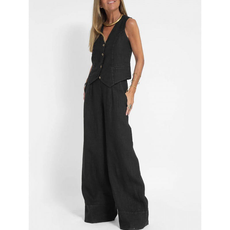 Damer elegant linväst med fickor och knäppning Mirla-Eva Jonsson
