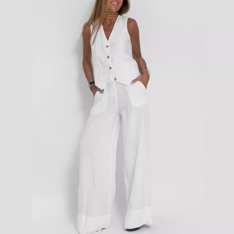 Damer elegant linväst med fickor och knäppning Mirla-Eva Jonsson