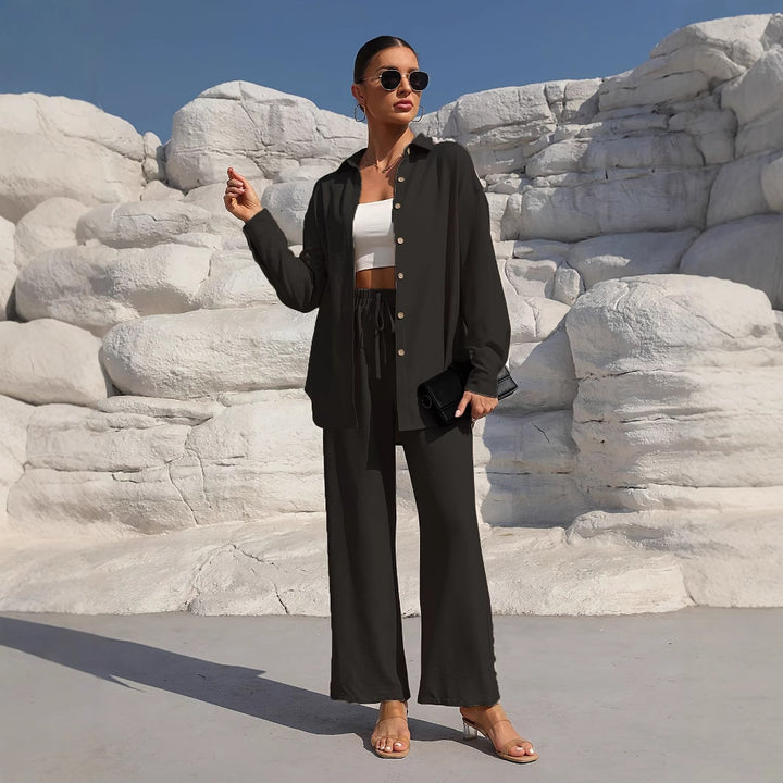 Damer elegant lounge-set i lätt tyg med lös passform Mirla-Eva Jonsson