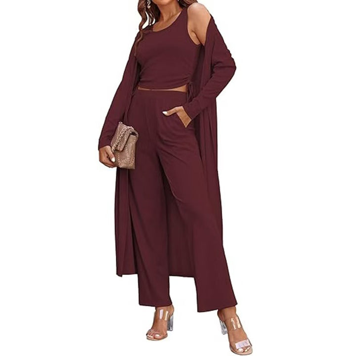 Damer elegant lounge-set med lång cardigan Mirla-Eva Jonsson