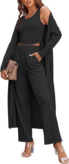 Damer elegant lounge-set med lång cardigan Mirla-Eva Jonsson