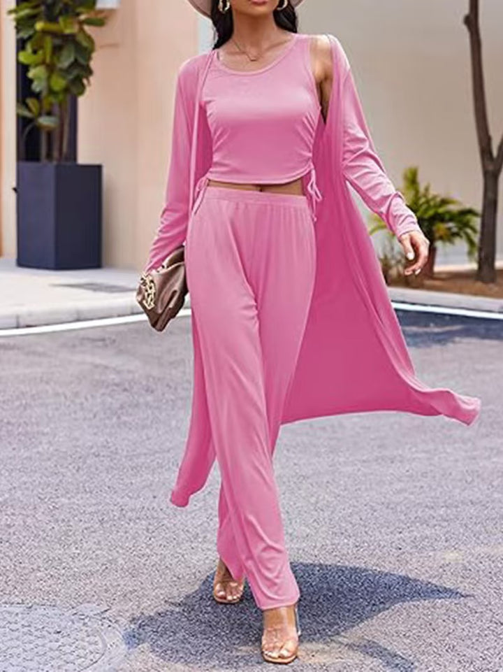 Damer elegant lounge-set med lång cardigan Mirla-Eva Jonsson