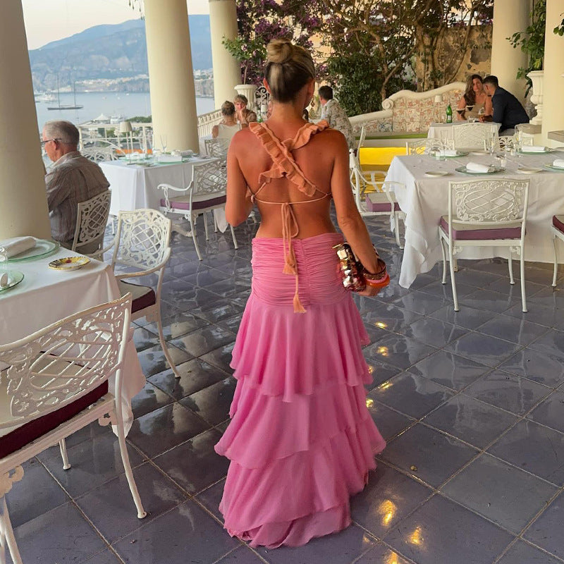Damer elegant maxi kjol med voluminösa ruffle-detaljer Mirla-Eva Jonsson