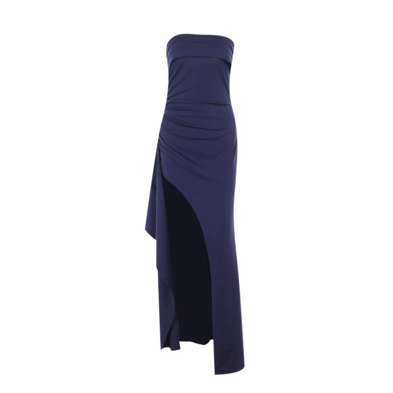 Damer elegant maxi-klänning med off shoulder-design och asymmetrisk slits Mirla-Eva Jonsson